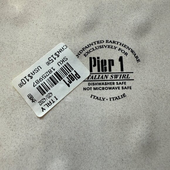 Handpainted Pier 1 Italian Swirl Earthenware Plates 11.5" Blue & Orange Set of 2 - Picture 5 of 6